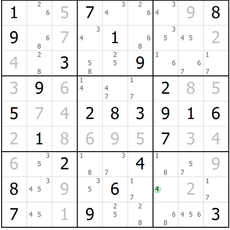 Position des candidats pour la solution de la Gr 50 page 53 du magazine de sudoku Virtuose n° 124