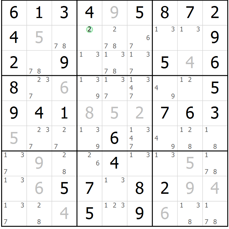 Position des candidats pour la solution de la Gr 51 page 54 du magazine de sudoku Virtuose n° 124