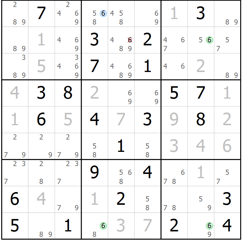 Position des candidats pour la solution de la Gr 59 page 62 du magazine de sudoku Virtuose n° 124