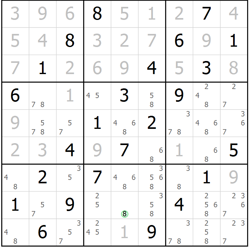 Position des candidats pour la solution de la Gr 63 page 66 du magazine de sudoku Virtuose n° 124