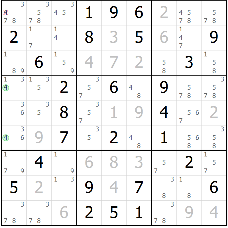 Position des candidats pour la solution de la Gr 66 page 69 du magazine de sudoku Virtuose n° 124