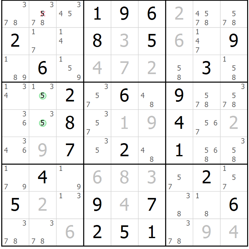 Position des candidats pour la solution de la Gr 66 page 69 du magazine de sudoku Virtuose n° 124