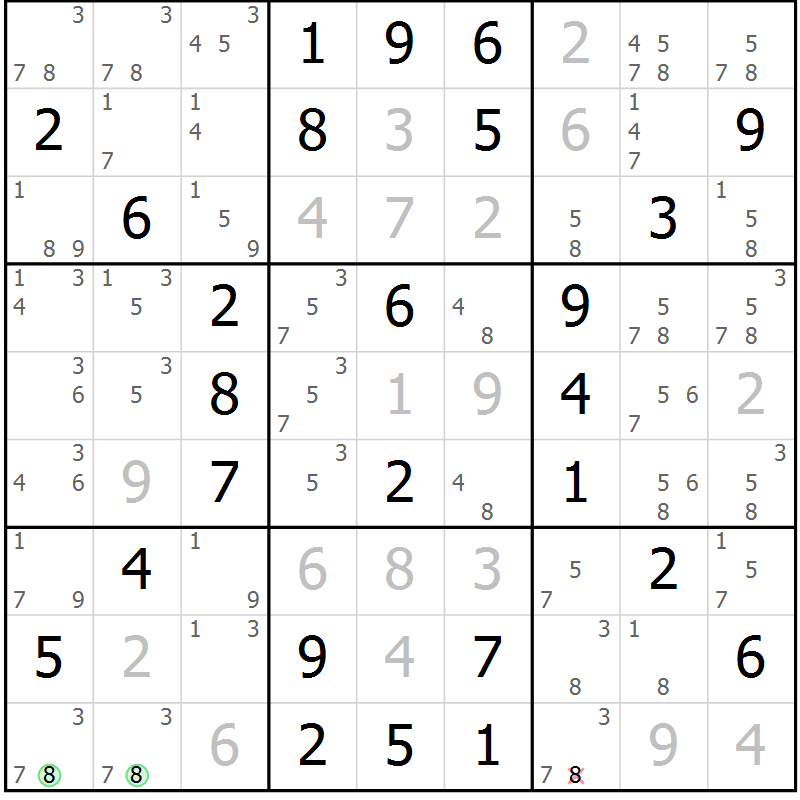 Position des candidats pour la solution de la Gr 66 page 69 du magazine de sudoku Virtuose n° 124