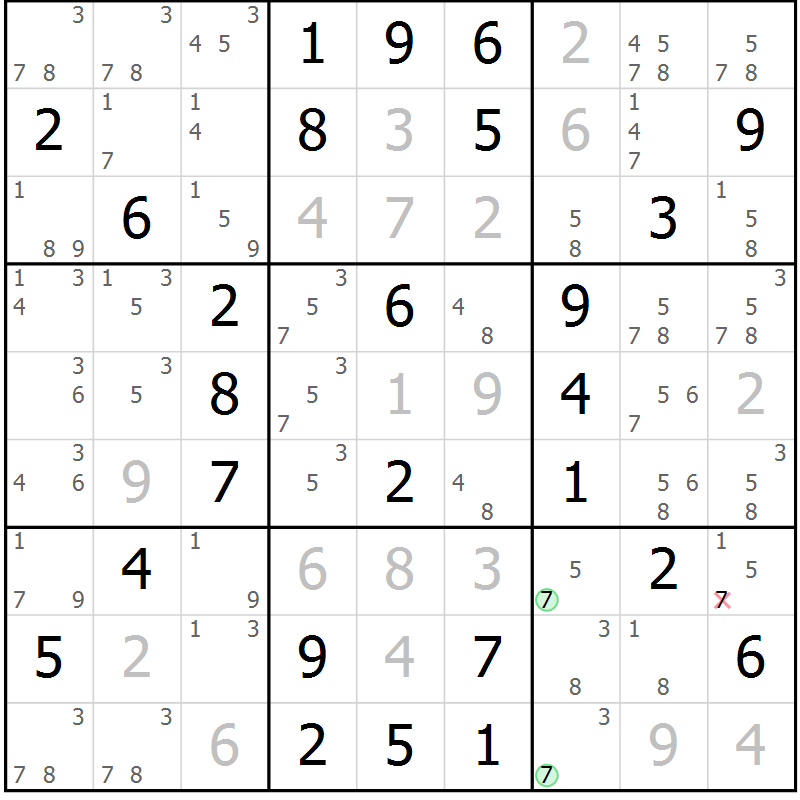 Position des candidats pour la solution de la Gr 66 page 69 du magazine de sudoku Virtuose n° 124