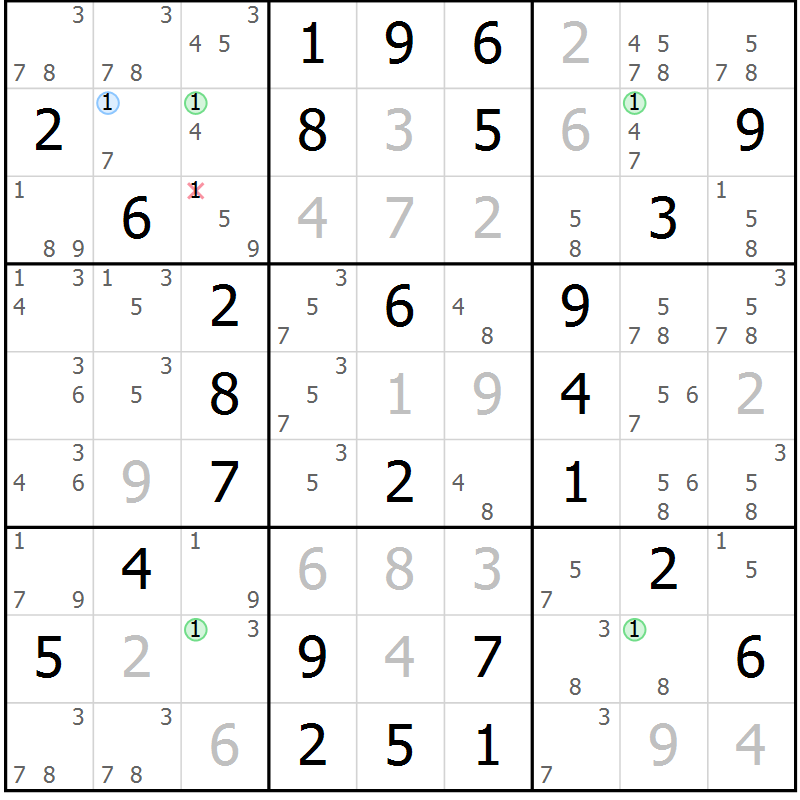 Position des candidats pour la solution de la Gr 66 page 69 du magazine de sudoku Virtuose n° 124