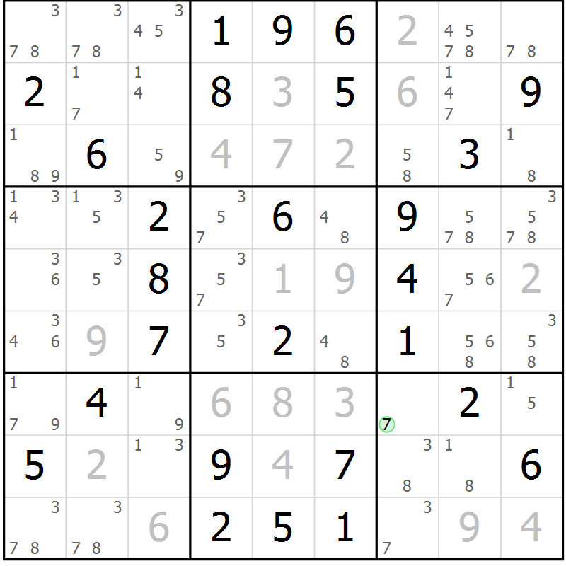 Position des candidats pour la solution de la Gr 66 page 69 du magazine de sudoku Virtuose n° 124