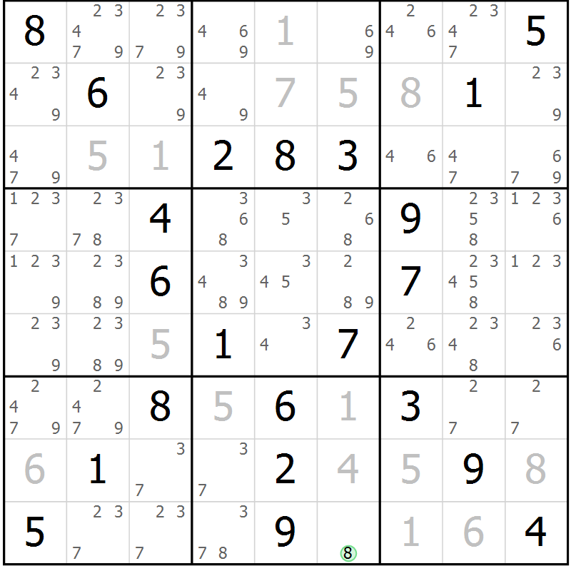 Position des candidats pour la solution de la Gr 67 page 70 du magazine de sudoku Virtuose n° 124