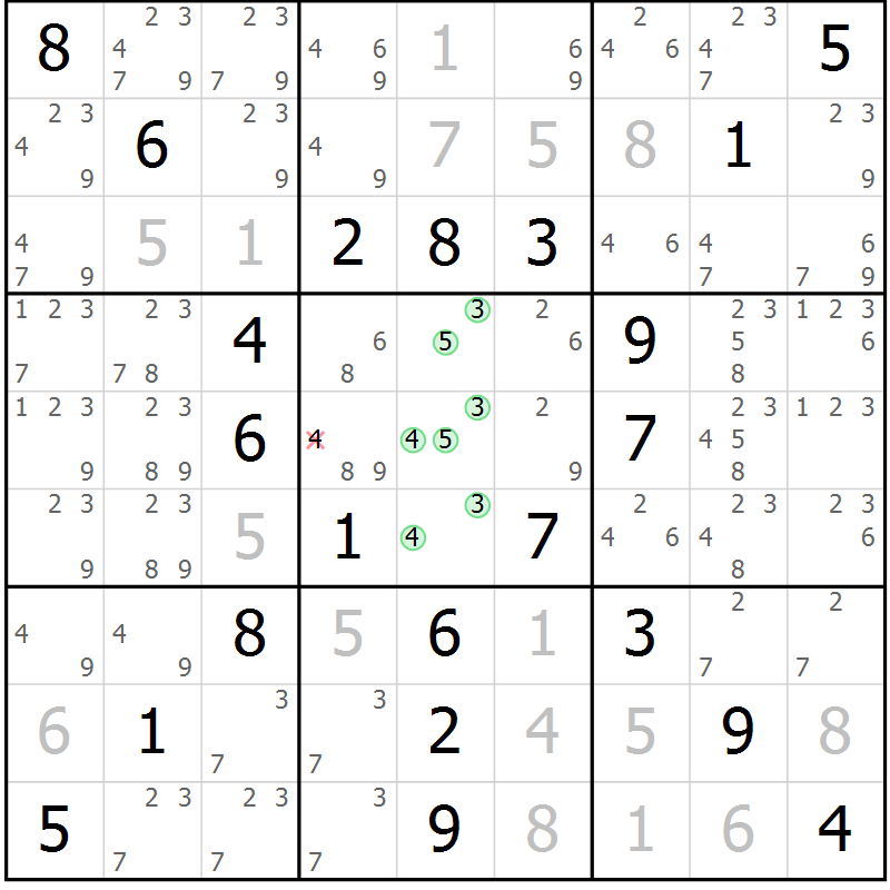 Position des candidats pour la solution de la Gr 67 page 70 du magazine de sudoku Virtuose n° 124