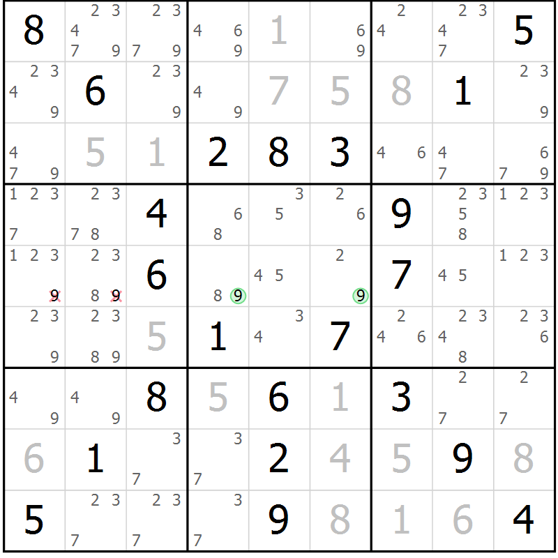 Position des candidats pour la solution de la Gr 67 page 70 du magazine de sudoku Virtuose n° 124