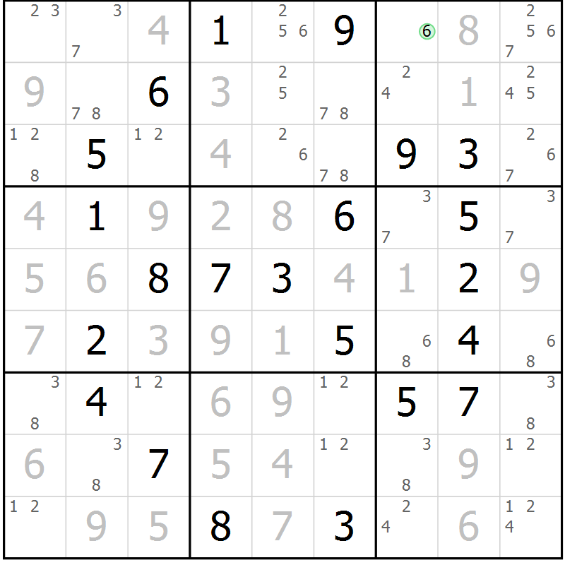 Position des candidats pour la solution de la Gr 68 page 71 du magazine de sudoku Virtuose n° 124