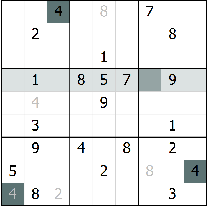 Position des candidats pour la solution de la Gr 7 page 10 du magazine de sudoku Virtuose n° 124