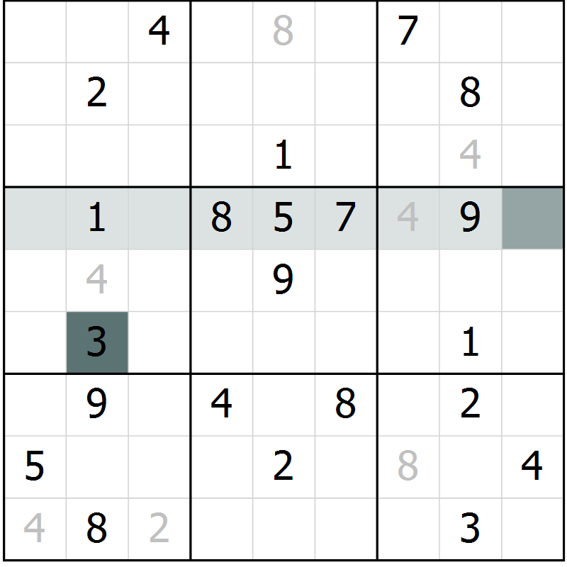 Position des candidats pour la solution de la Gr 7 page 10 du magazine de sudoku Virtuose n° 124