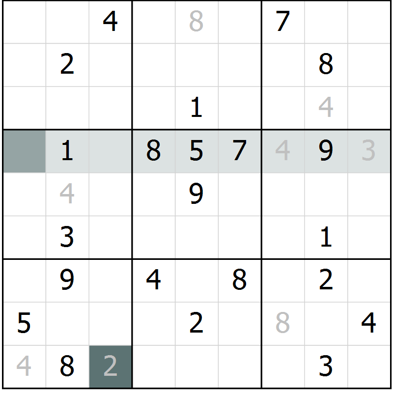 Position des candidats pour la solution de la Gr 7 page 10 du magazine de sudoku Virtuose n° 124