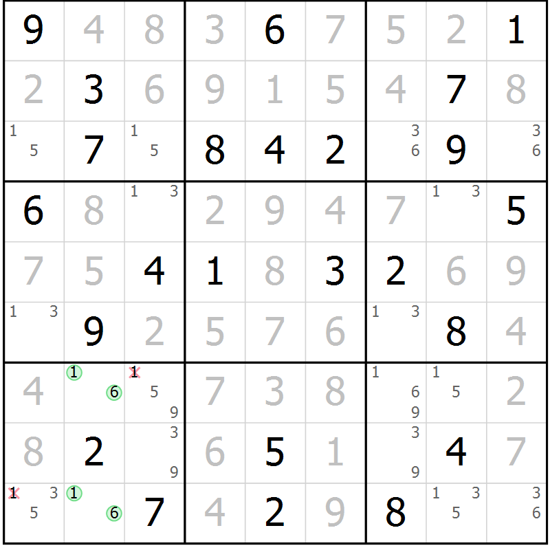 Position des candidats pour la solution de la Gr 70 page 73 du magazine de sudoku Virtuose n° 124