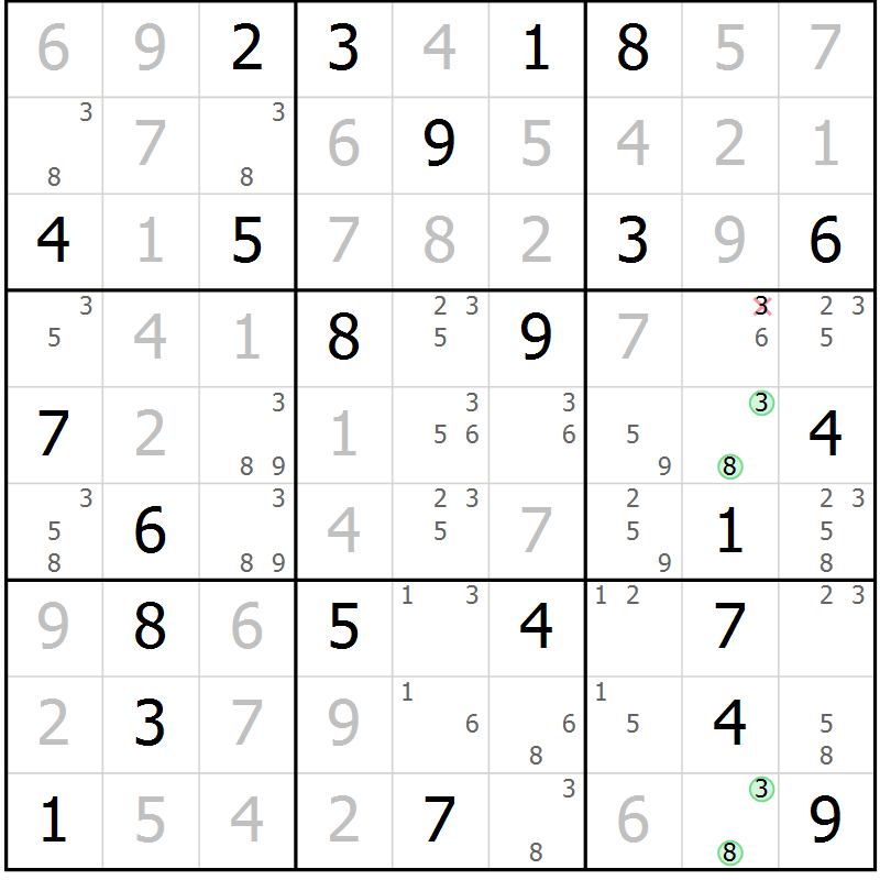 Position des candidats pour la solution de la Gr 75 page 78 du magazine de sudoku Virtuose n° 124