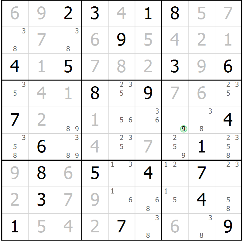 Position des candidats pour la solution de la Gr 75 page 78 du magazine de sudoku Virtuose n° 124