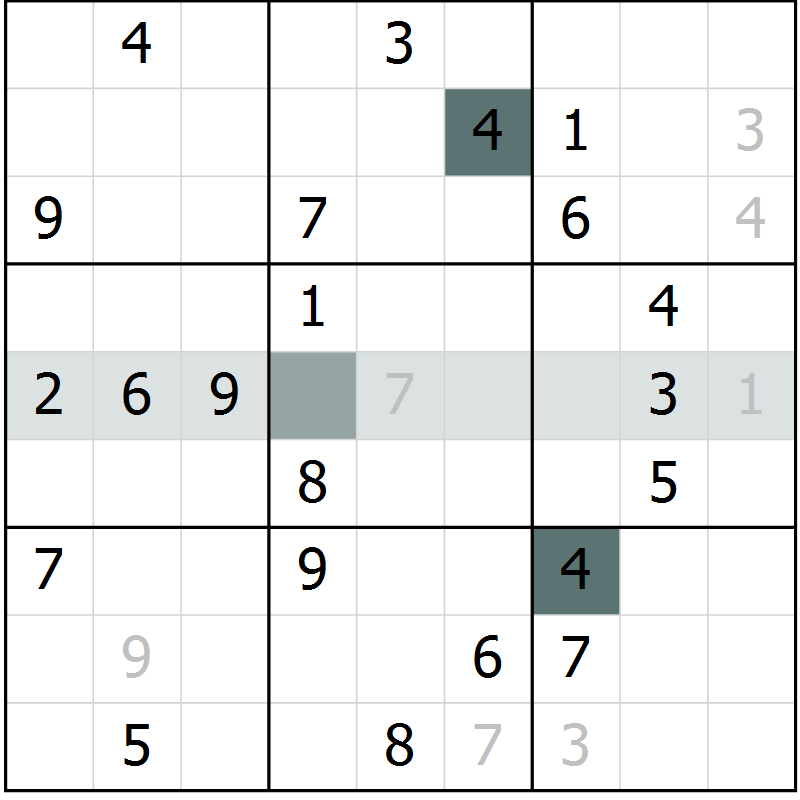 Position des candidats pour la solution de la Gr 8 page 11 du magazine de sudoku Virtuose n° 124