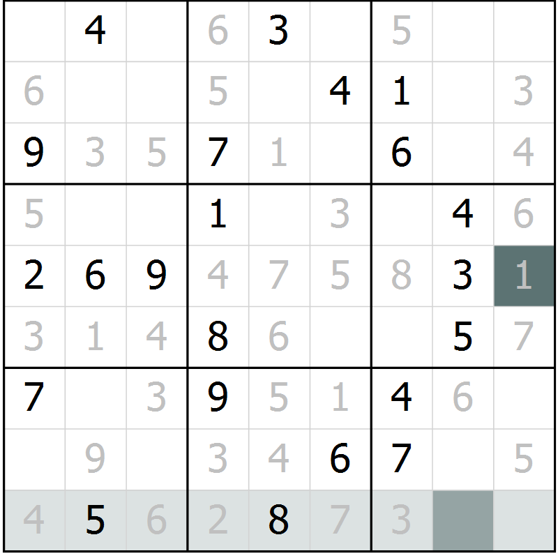 Position des candidats pour la solution de la Gr 8 page 11 du magazine de sudoku Virtuose n° 124