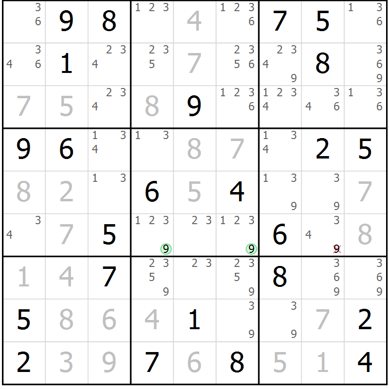 Position des candidats pour la solution de la Gr 80 page 83 du magazine de sudoku Virtuose n° 124