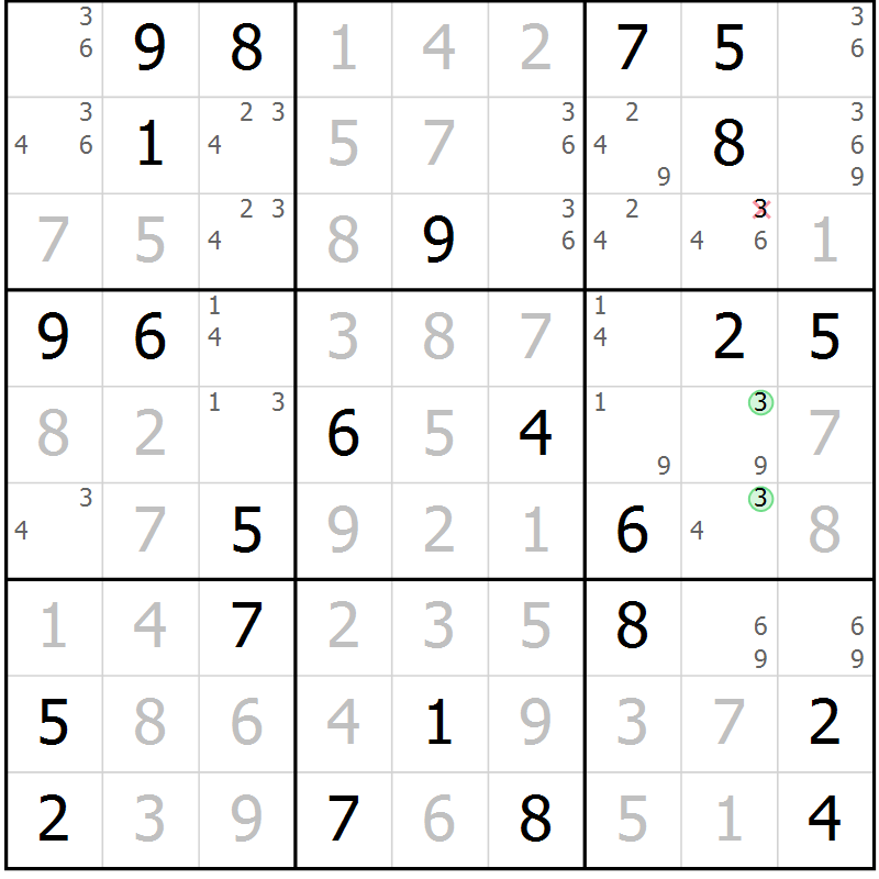 Position des candidats pour la solution de la Gr 80 page 83 du magazine de sudoku Virtuose n° 124