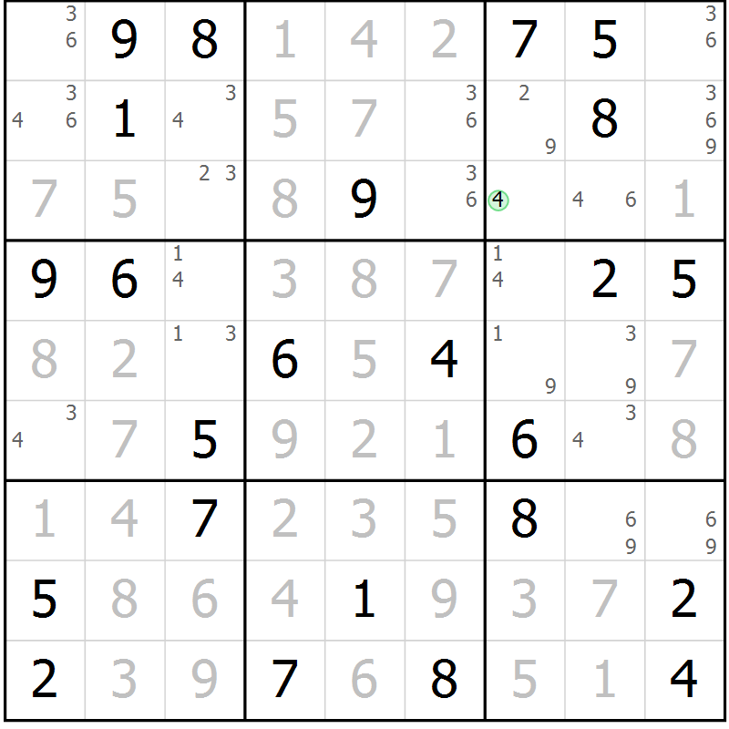 Position des candidats pour la solution de la Gr 80 page 83 du magazine de sudoku Virtuose n° 124