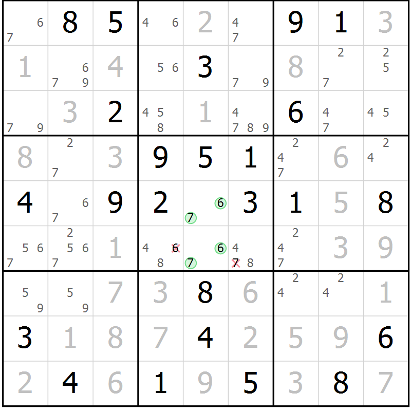 Position des candidats pour la solution de la Gr 83 page 86 du magazine de sudoku Virtuose n° 124