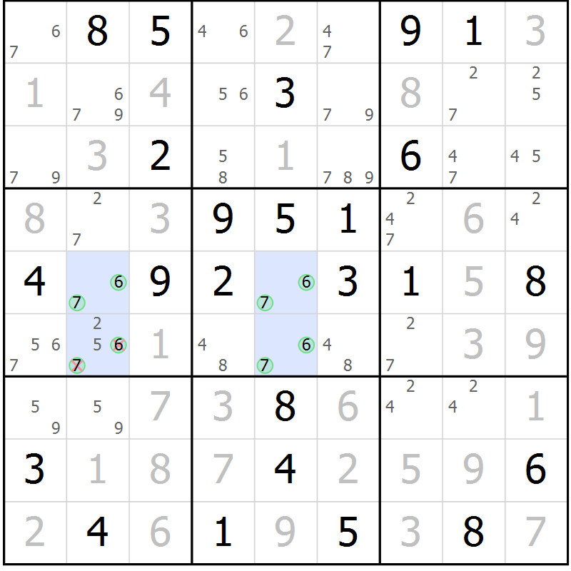 Position des candidats pour la solution de la Gr 83 page 86 du magazine de sudoku Virtuose n° 124