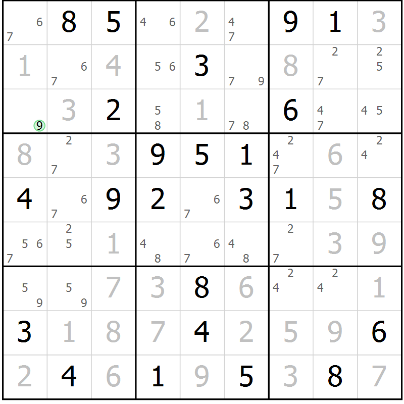 Position des candidats pour la solution de la Gr 83 page 86 du magazine de sudoku Virtuose n° 124