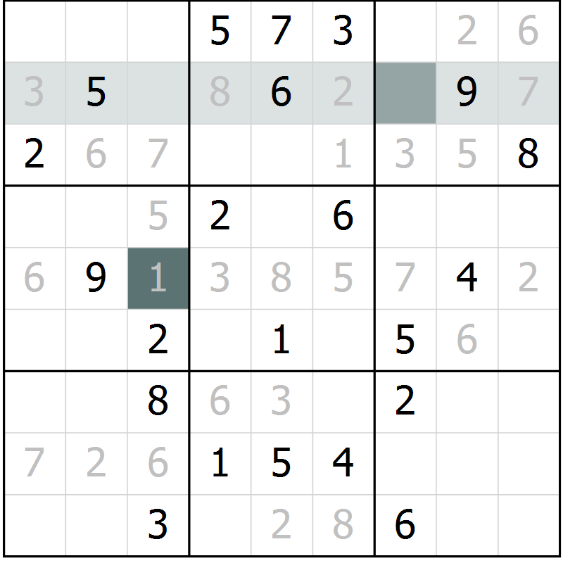 Position des candidats pour la solution de la Gr 10 page 13 du magazine de sudoku Virtuose n° 125