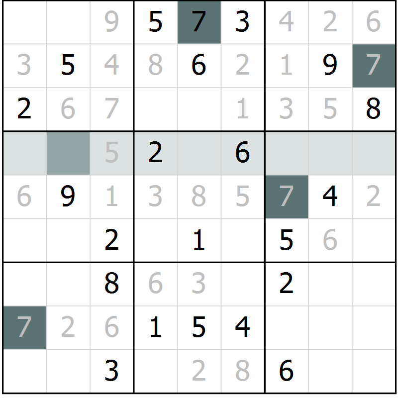 Position des candidats pour la solution de la Gr 10 page 13 du magazine de sudoku Virtuose n° 125