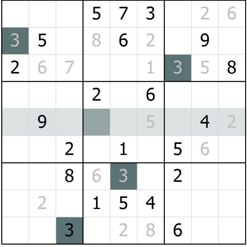Position des candidats pour la solution de la Gr 10 page 13 du magazine de sudoku Virtuose n° 125
