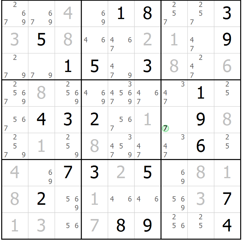 Position des candidats pour la solution de la Gr 12 page 15 du magazine de sudoku Virtuose n° 125