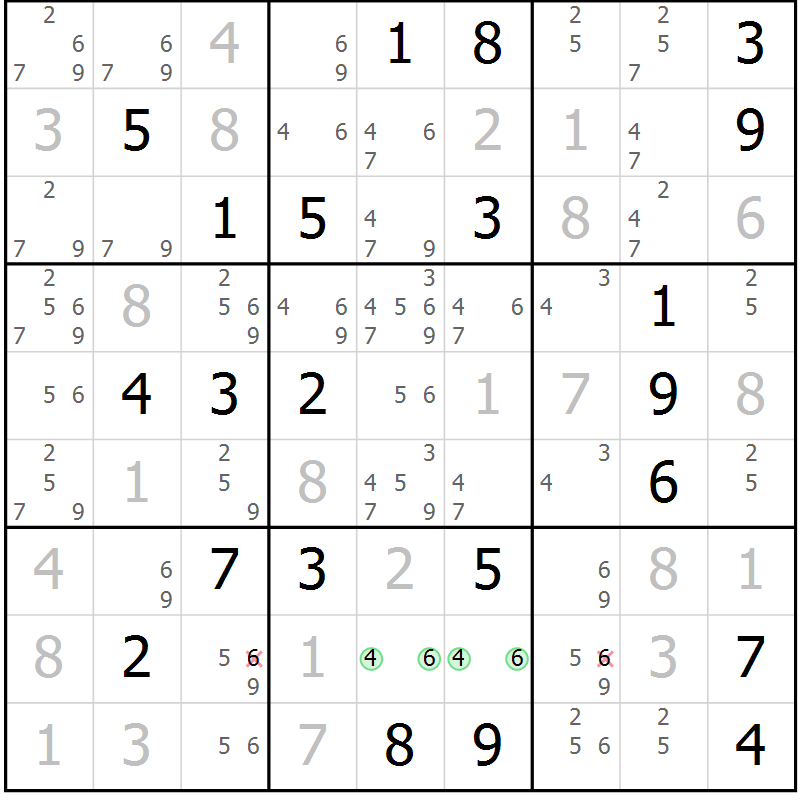 Position des candidats pour la solution de la Gr 12 page 15 du magazine de sudoku Virtuose n° 125