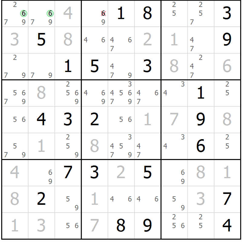 Position des candidats pour la solution de la Gr 12 page 15 du magazine de sudoku Virtuose n° 125