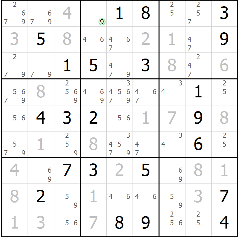 Position des candidats pour la solution de la Gr 12 page 15 du magazine de sudoku Virtuose n° 125