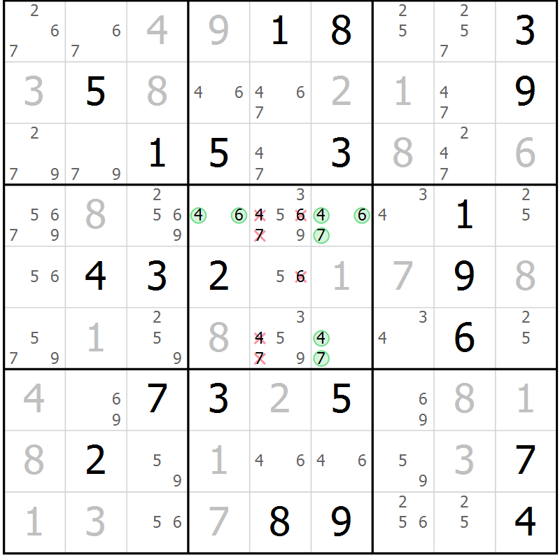 Position des candidats pour la solution de la Gr 12 page 15 du magazine de sudoku Virtuose n° 125
