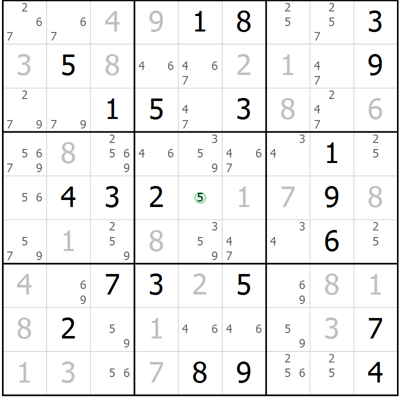 Position des candidats pour la solution de la Gr 12 page 15 du magazine de sudoku Virtuose n° 125