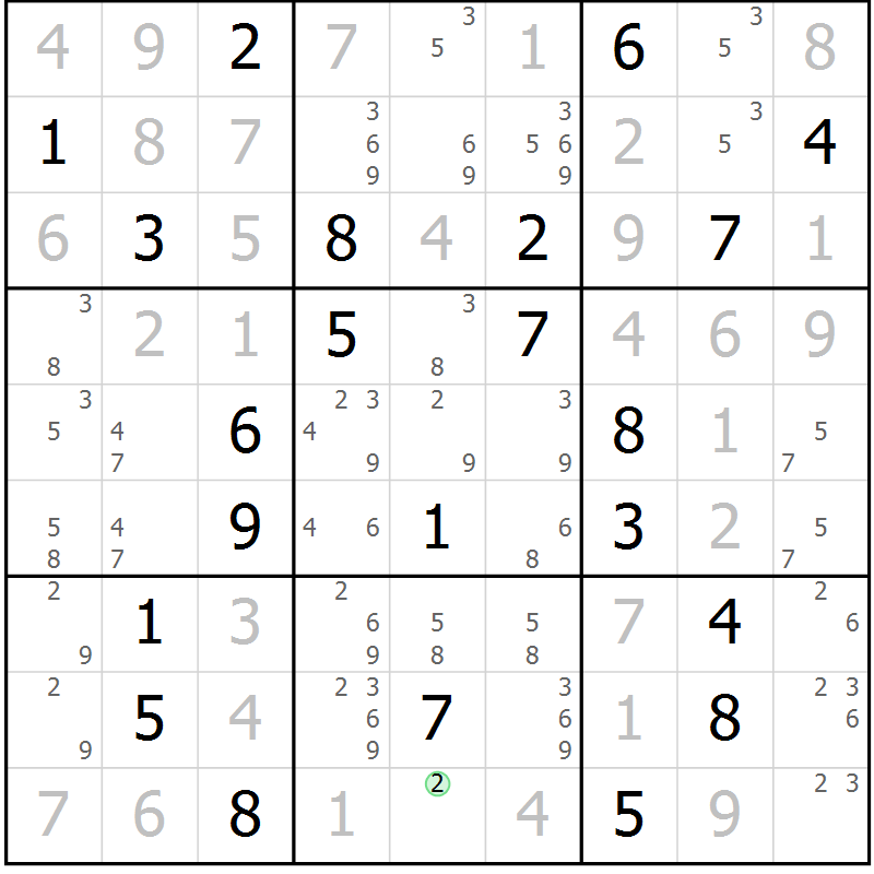 Position des candidats pour la solution de la Gr 15 page 18 du magazine de sudoku Virtuose n° 125