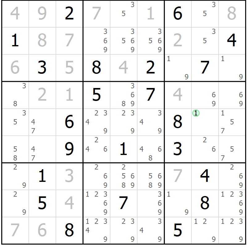 Position des candidats pour la solution de la Gr 15 page 18 du magazine de sudoku Virtuose n° 125