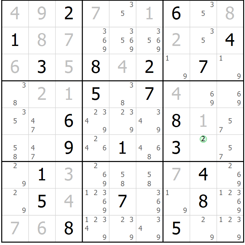 Position des candidats pour la solution de la Gr 15 page 18 du magazine de sudoku Virtuose n° 125