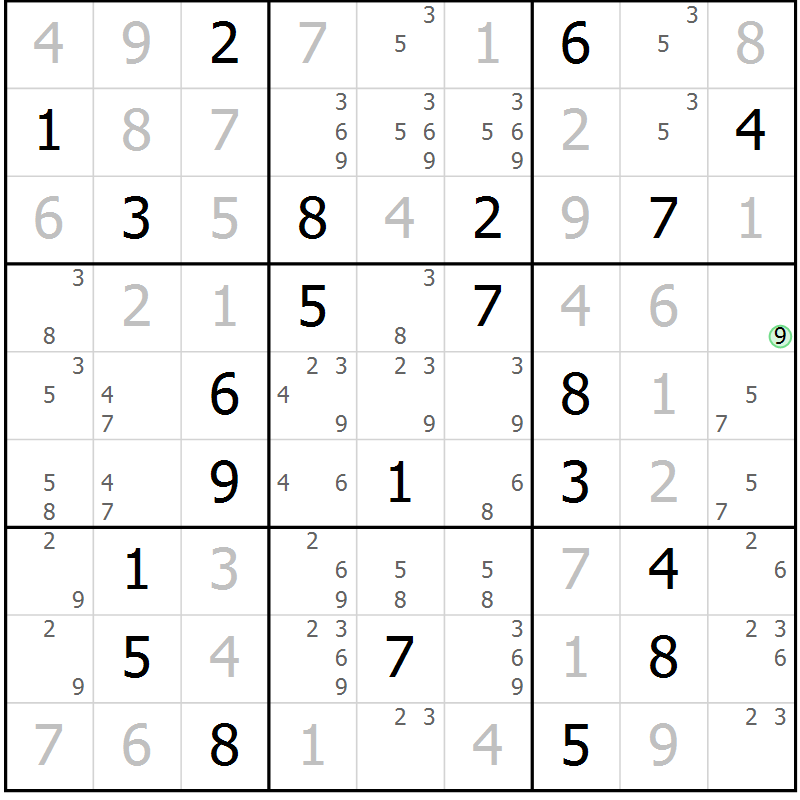 Position des candidats pour la solution de la Gr 15 page 18 du magazine de sudoku Virtuose n° 125