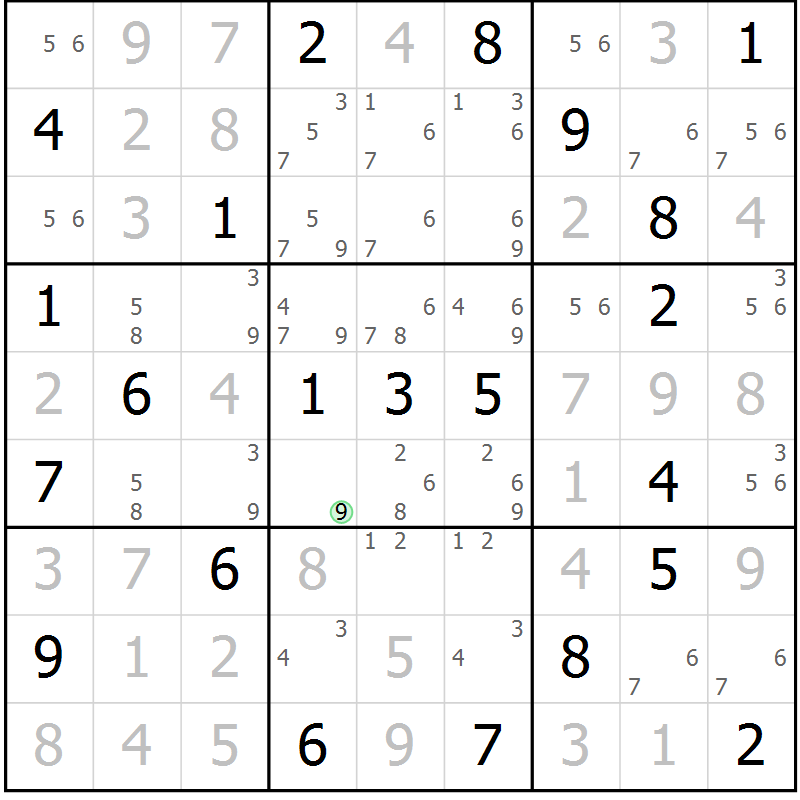 Position des candidats pour la solution de la Gr 18 page 21 du magazine de sudoku Virtuose n° 125