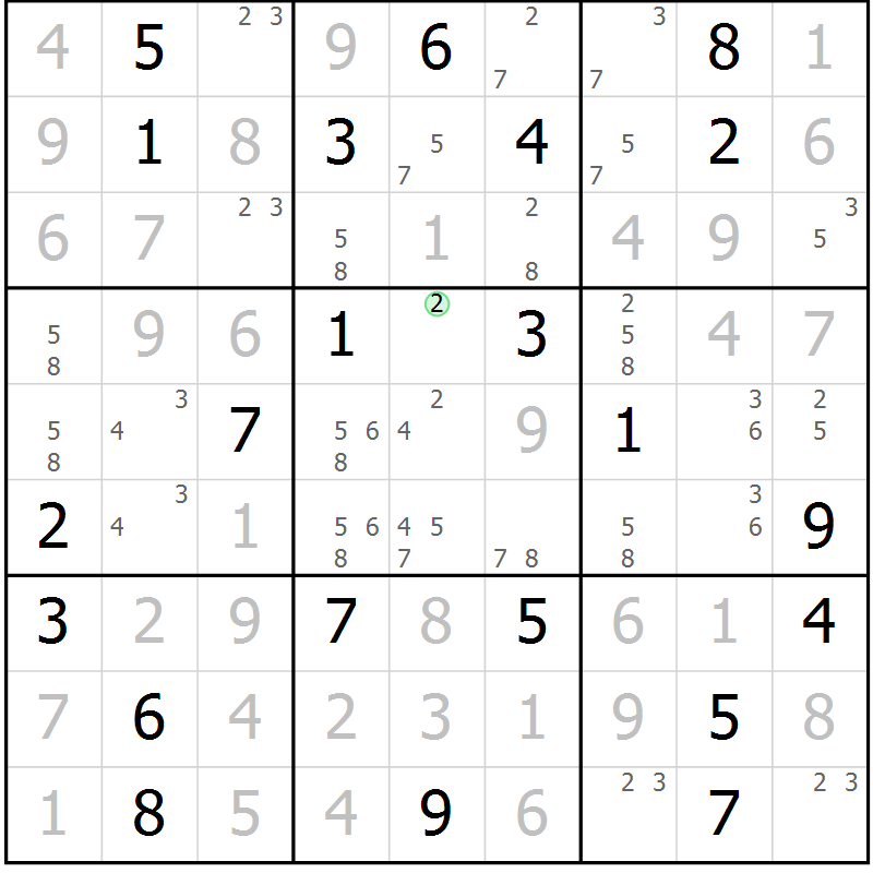 Position des candidats pour la solution de la Gr 19 page 22 du magazine de sudoku Virtuose n° 125