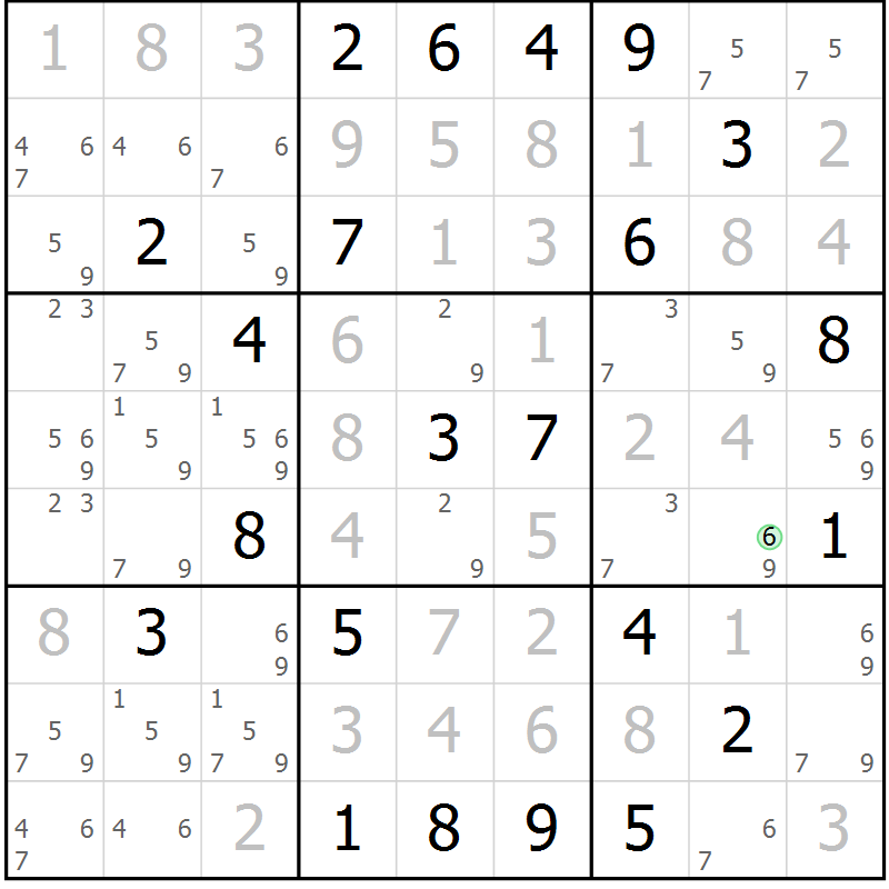 Position des candidats pour la solution de la Gr 2 page 5 du magazine de sudoku Virtuose n° 125