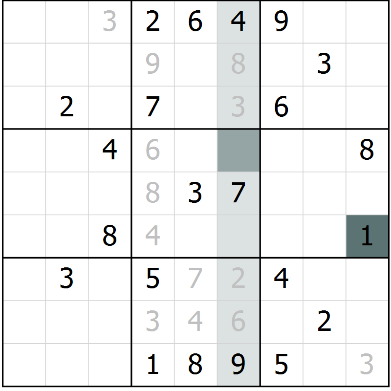 Position des candidats pour la solution de la Gr 2 page 5 du magazine de sudoku Virtuose n° 125