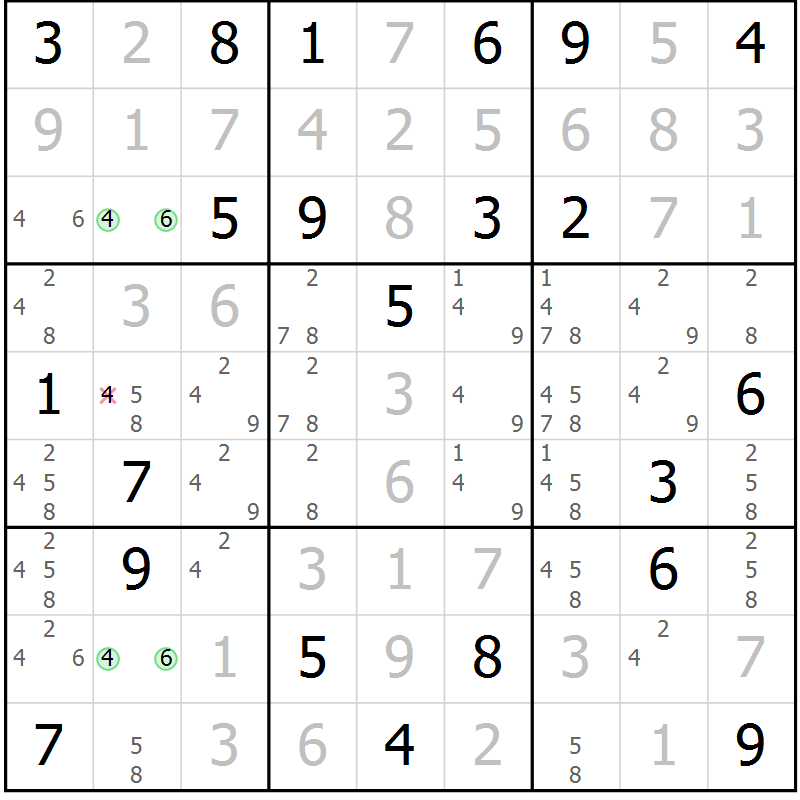 Position des candidats pour la solution de la Gr 20 page 23 du magazine de sudoku Virtuose n° 125