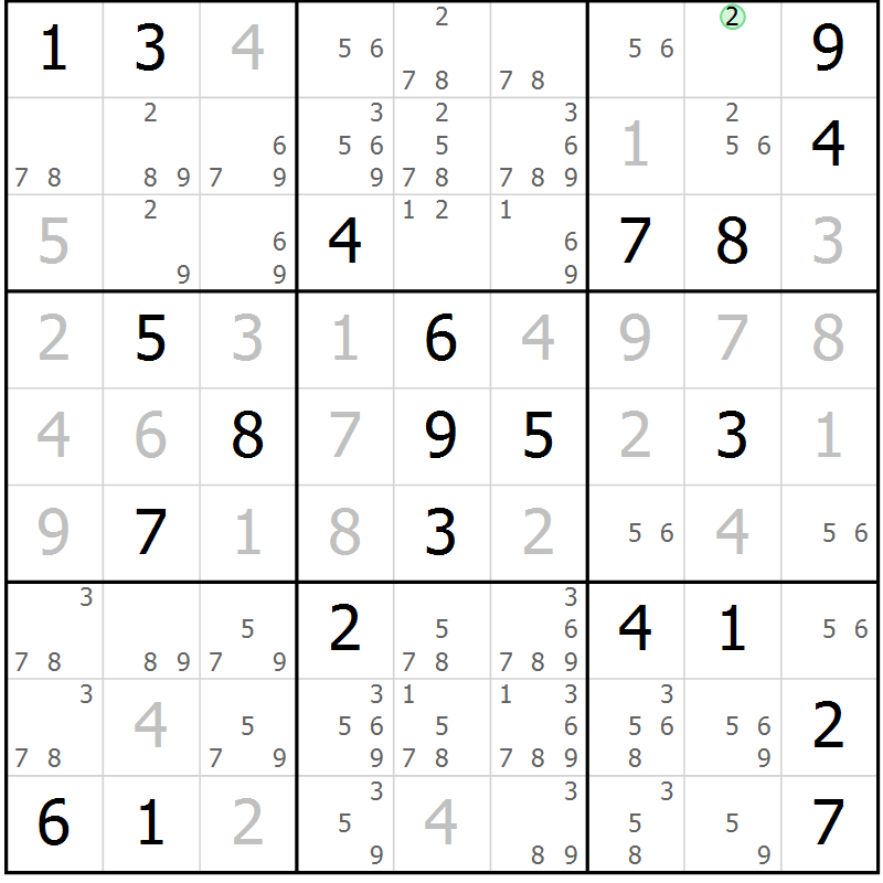 Position des candidats pour la solution de la Gr 21 page 24 du magazine de sudoku Virtuose n° 125