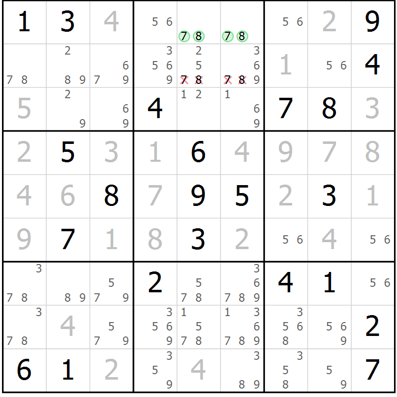 Position des candidats pour la solution de la Gr 21 page 24 du magazine de sudoku Virtuose n° 125