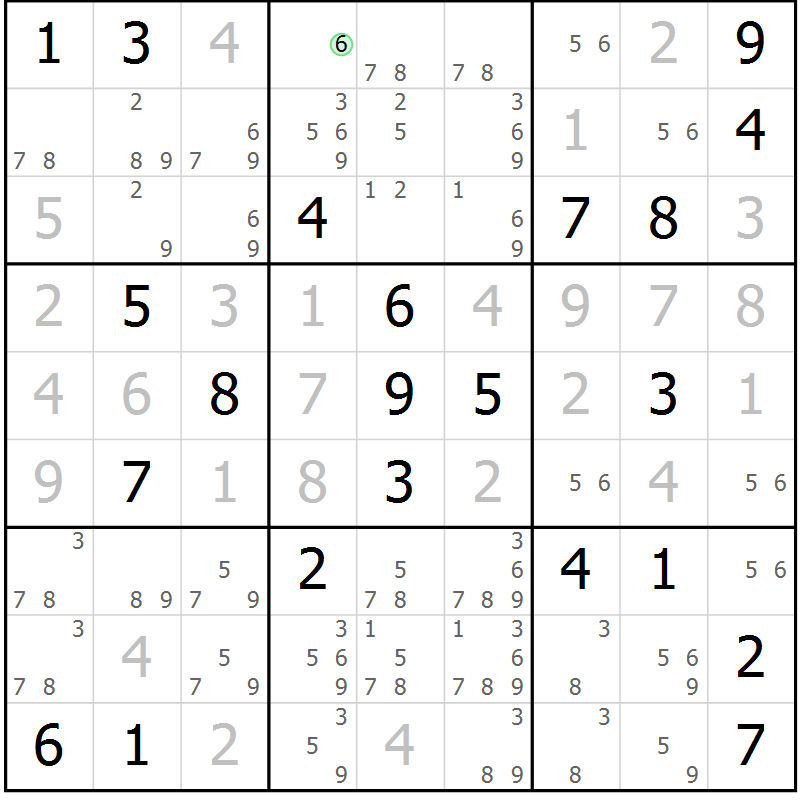 Position des candidats pour la solution de la Gr 21 page 24 du magazine de sudoku Virtuose n° 125