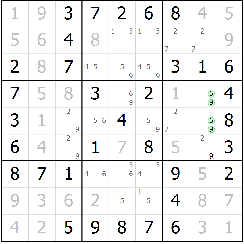 Position des candidats pour la solution de la Gr 25 page 28 du magazine de sudoku Virtuose n° 125